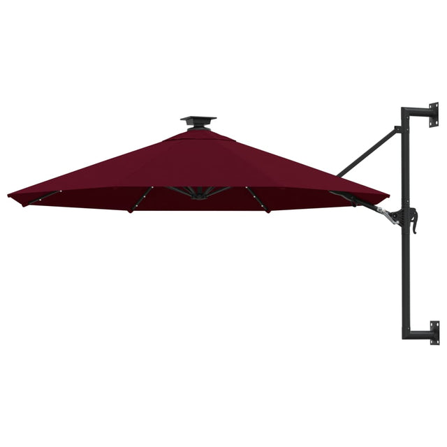 Wandparasol met LED's 300 cm bordeauxrood - AllerleiShop