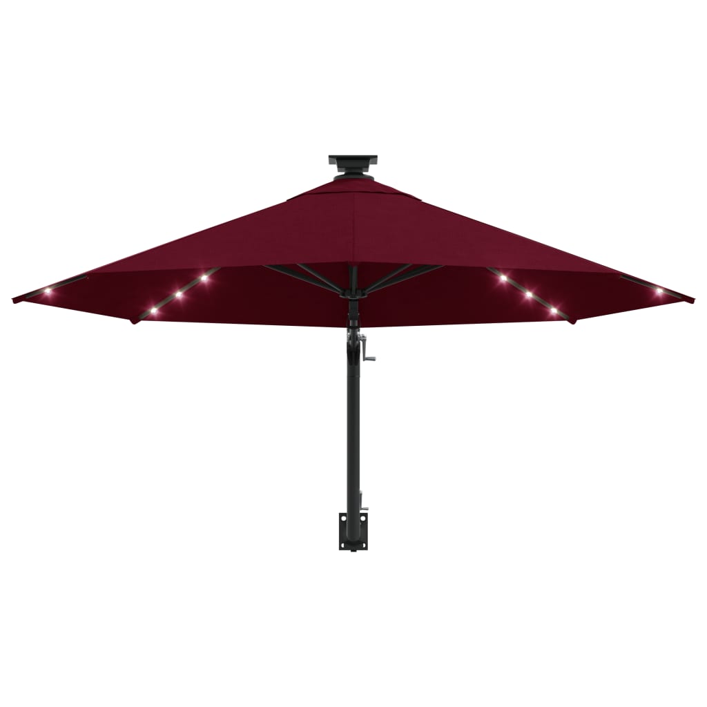 Wandparasol met LED's 300 cm bordeauxrood - AllerleiShop