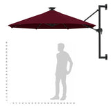 Wandparasol met LED's 300 cm bordeauxrood - AllerleiShop