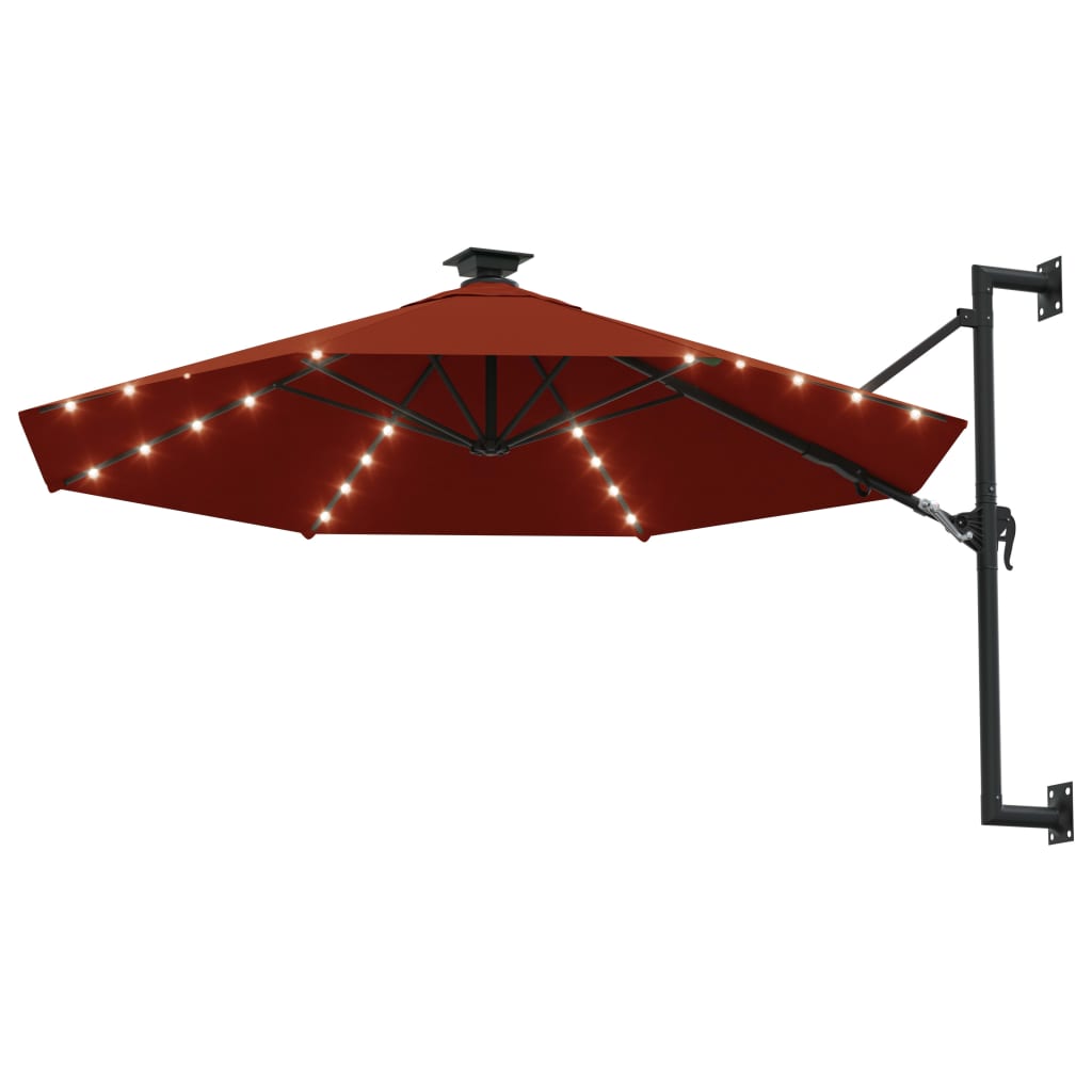 Wandparasol met LED's 300 cm terracottakleurig - AllerleiShop