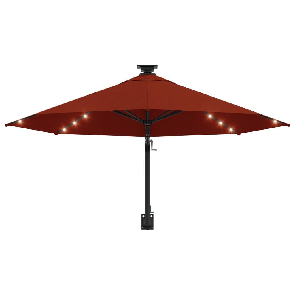 Wandparasol met LED's 300 cm terracottakleurig - AllerleiShop