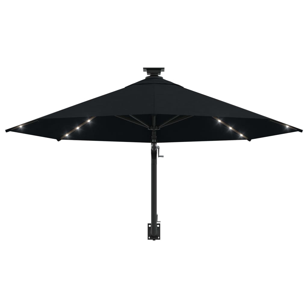 Wandparasol met LED's 300 cm zwart - AllerleiShop