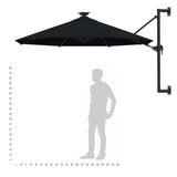 Wandparasol met LED's 300 cm zwart - AllerleiShop