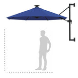 Wandparasol met LED's 300 cm blauw - AllerleiShop