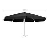 Vervangingsdoek voor parasol 600 cm zwart - AllerleiShop