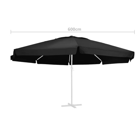 Vervangingsdoek voor parasol 600 cm zwart - AllerleiShop