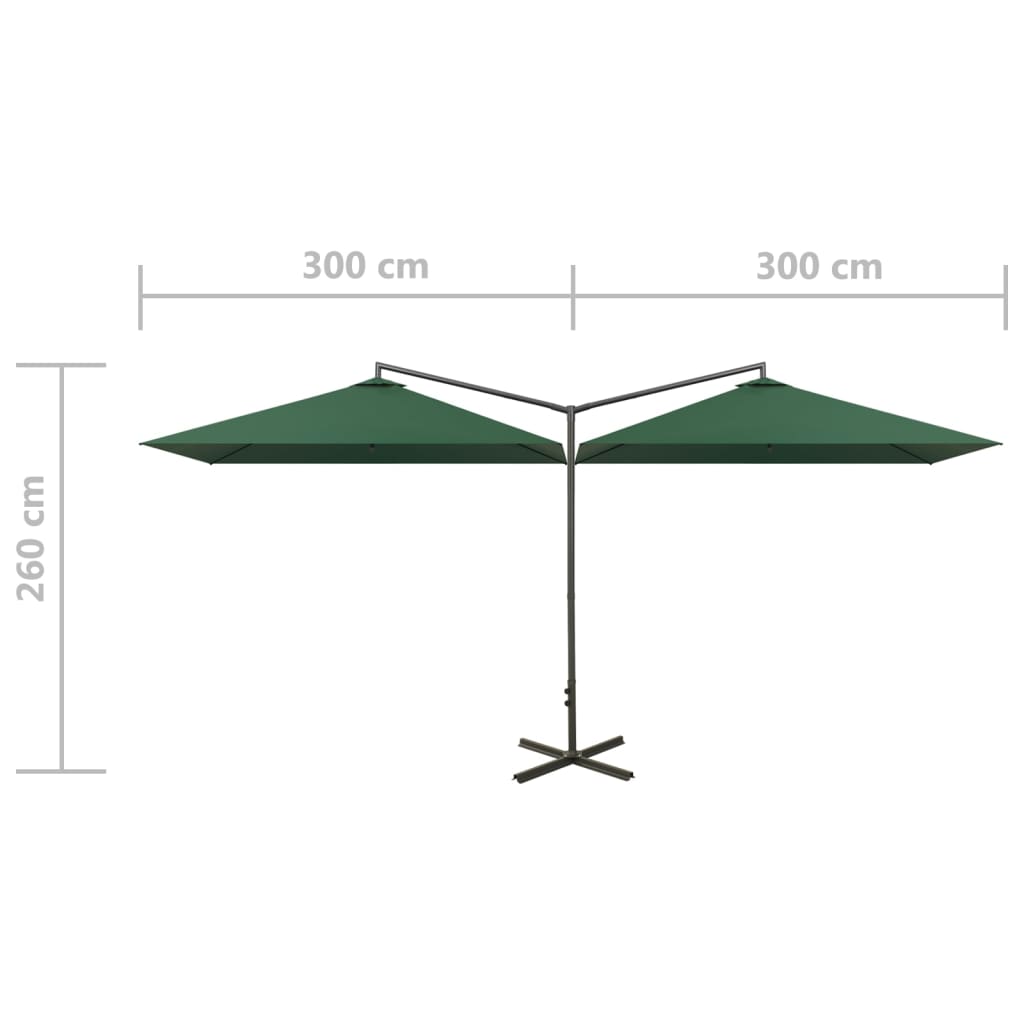 Parasol dubbel met stalen paal 600x300 cm groen - AllerleiShop