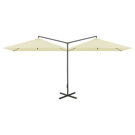 Parasol dubbel met stalen paal 600x300 cm zandkleurig - AllerleiShop