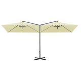 Parasol dubbel met stalen paal 600x300 cm zandkleurig - AllerleiShop