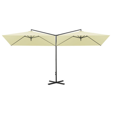 Parasol dubbel met stalen paal 600x300 cm zandkleurig - AllerleiShop