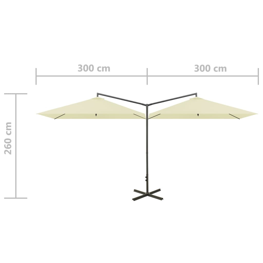 Parasol dubbel met stalen paal 600x300 cm zandkleurig - AllerleiShop