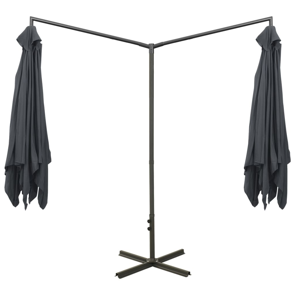 Parasol dubbel met stalen paal 600x300 cm antracietkleurig - AllerleiShop