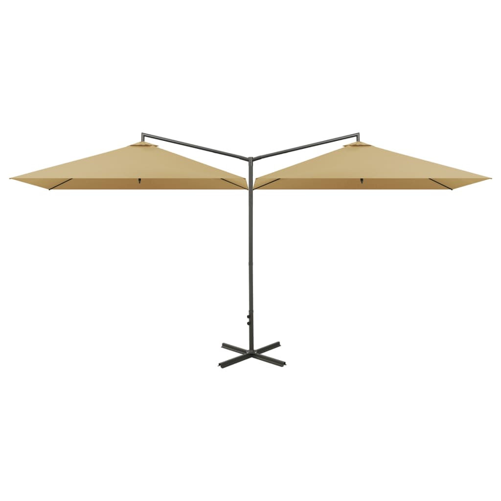 Parasol dubbel met stalen paal 600x300 cm taupe - AllerleiShop