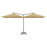 Parasol dubbel met stalen paal 600x300 cm taupe - AllerleiShop