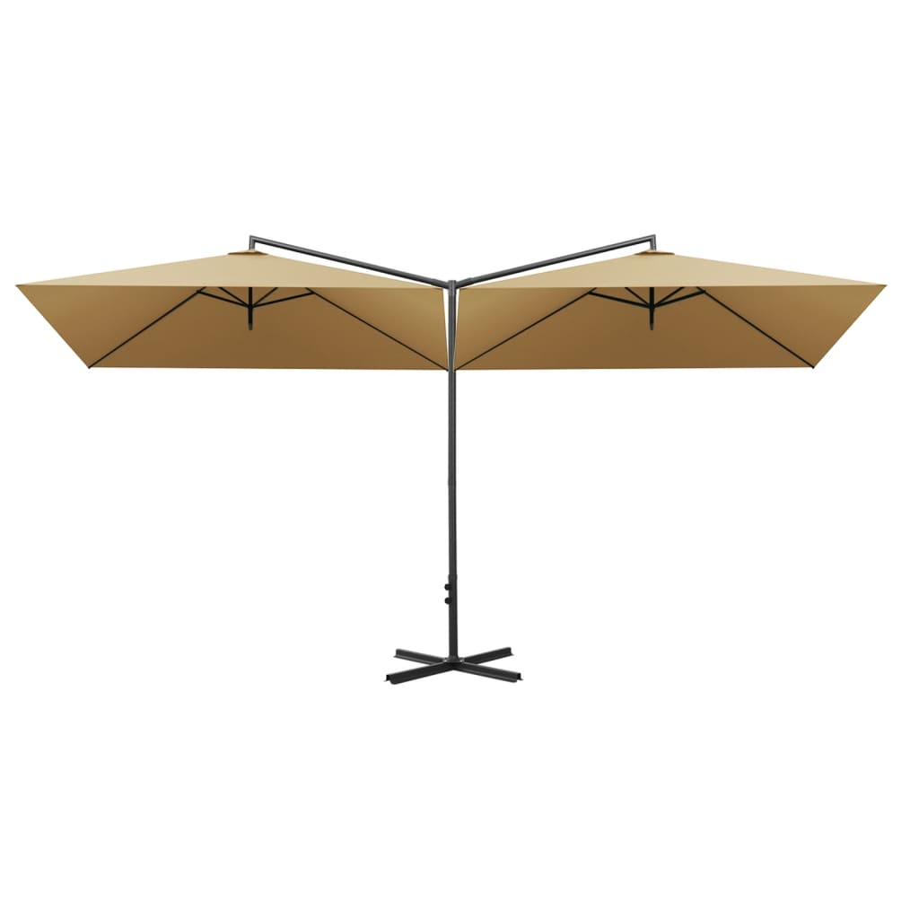 Parasol dubbel met stalen paal 600x300 cm taupe - AllerleiShop