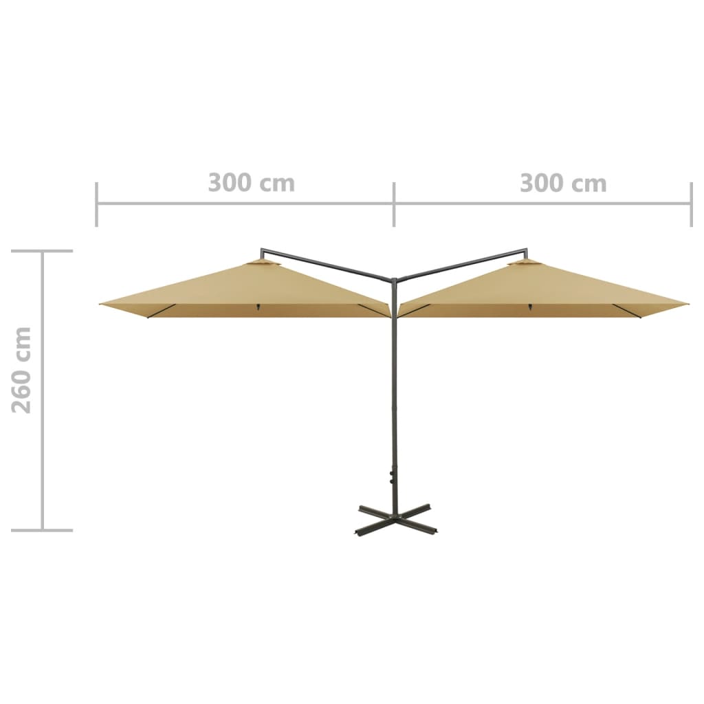 Parasol dubbel met stalen paal 600x300 cm taupe - AllerleiShop