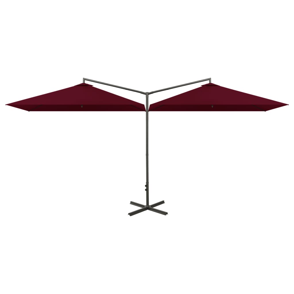 Parasol dubbel met stalen paal 600x300 cm bordeauxrood - AllerleiShop