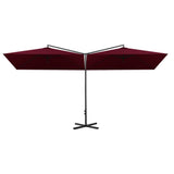 Parasol dubbel met stalen paal 600x300 cm bordeauxrood - AllerleiShop