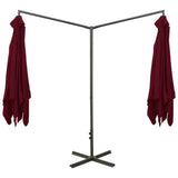 Parasol dubbel met stalen paal 600x300 cm bordeauxrood - AllerleiShop