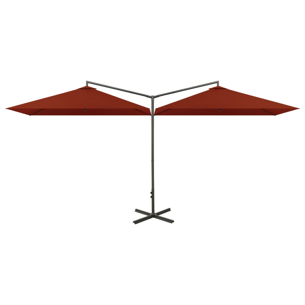 Parasol dubbel met stalen paal 600x300 cm terracottakleurig - AllerleiShop