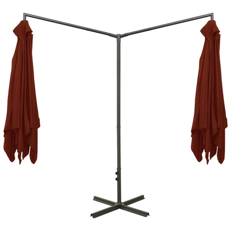 Parasol dubbel met stalen paal 600x300 cm terracottakleurig - AllerleiShop