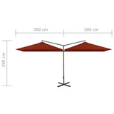 Parasol dubbel met stalen paal 600x300 cm terracottakleurig - AllerleiShop