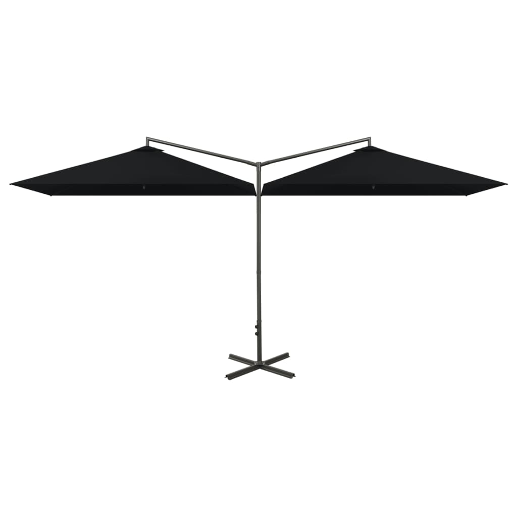 Parasol dubbel met stalen paal 600x300 cm zwart - AllerleiShop