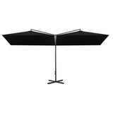 Parasol dubbel met stalen paal 600x300 cm zwart - AllerleiShop