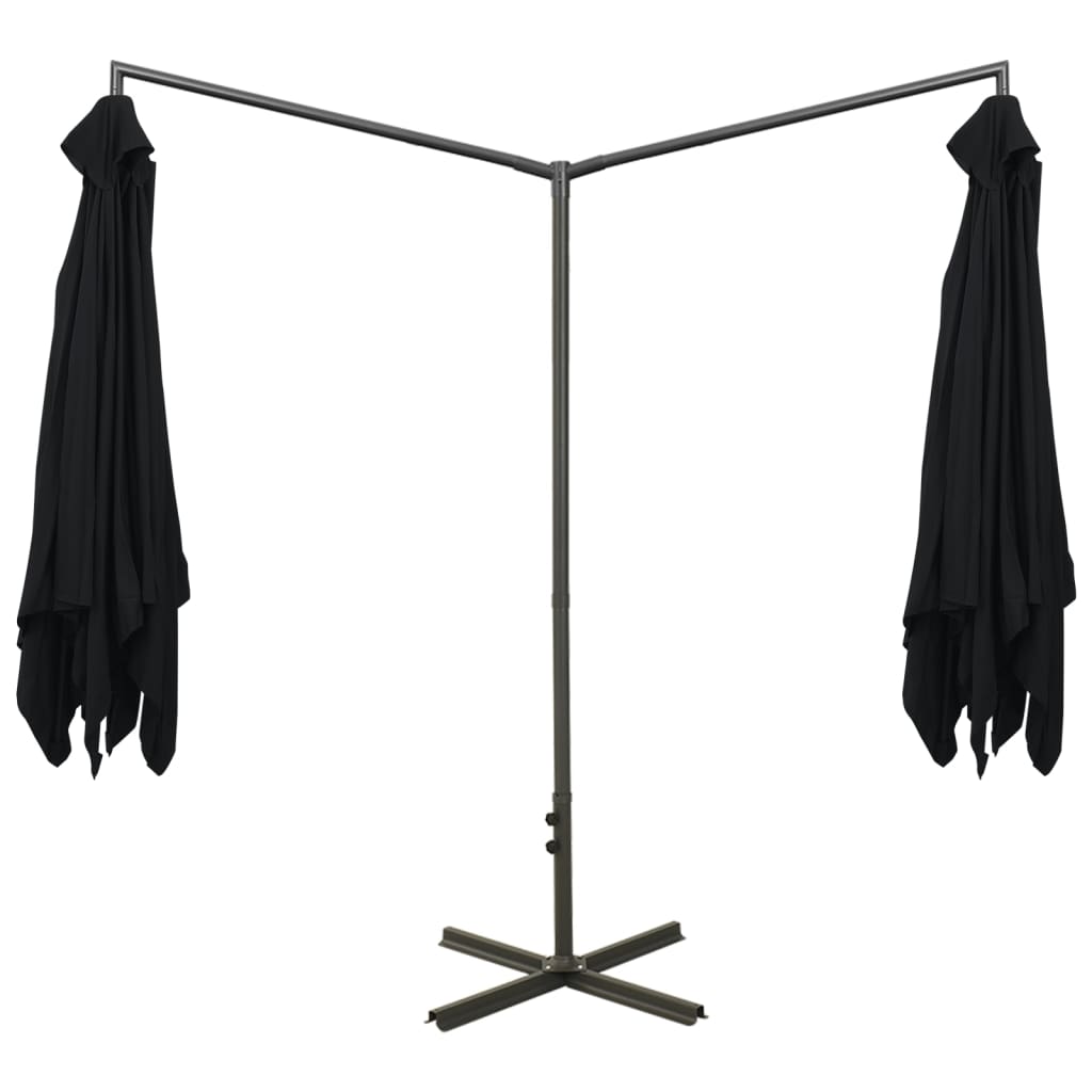 Parasol dubbel met stalen paal 600x300 cm zwart - AllerleiShop