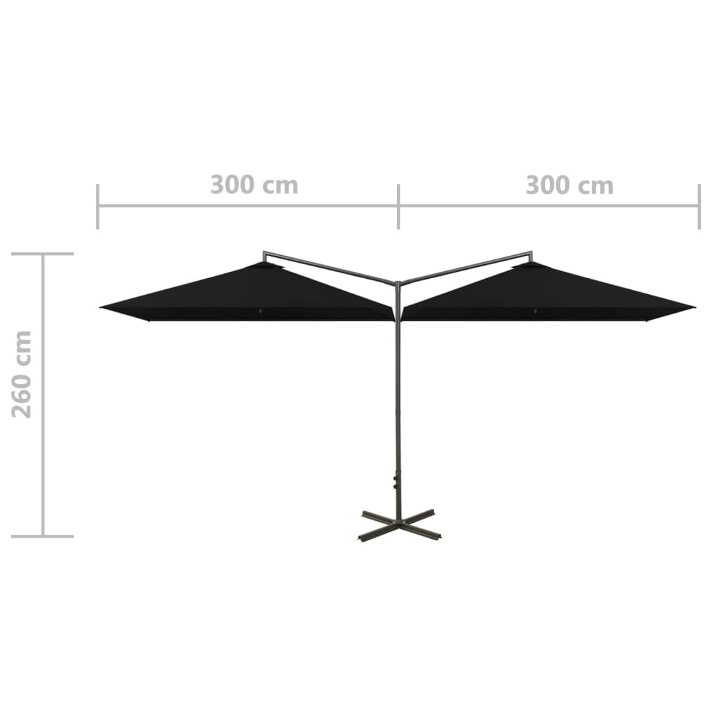 Parasol dubbel met stalen paal 600x300 cm zwart - AllerleiShop