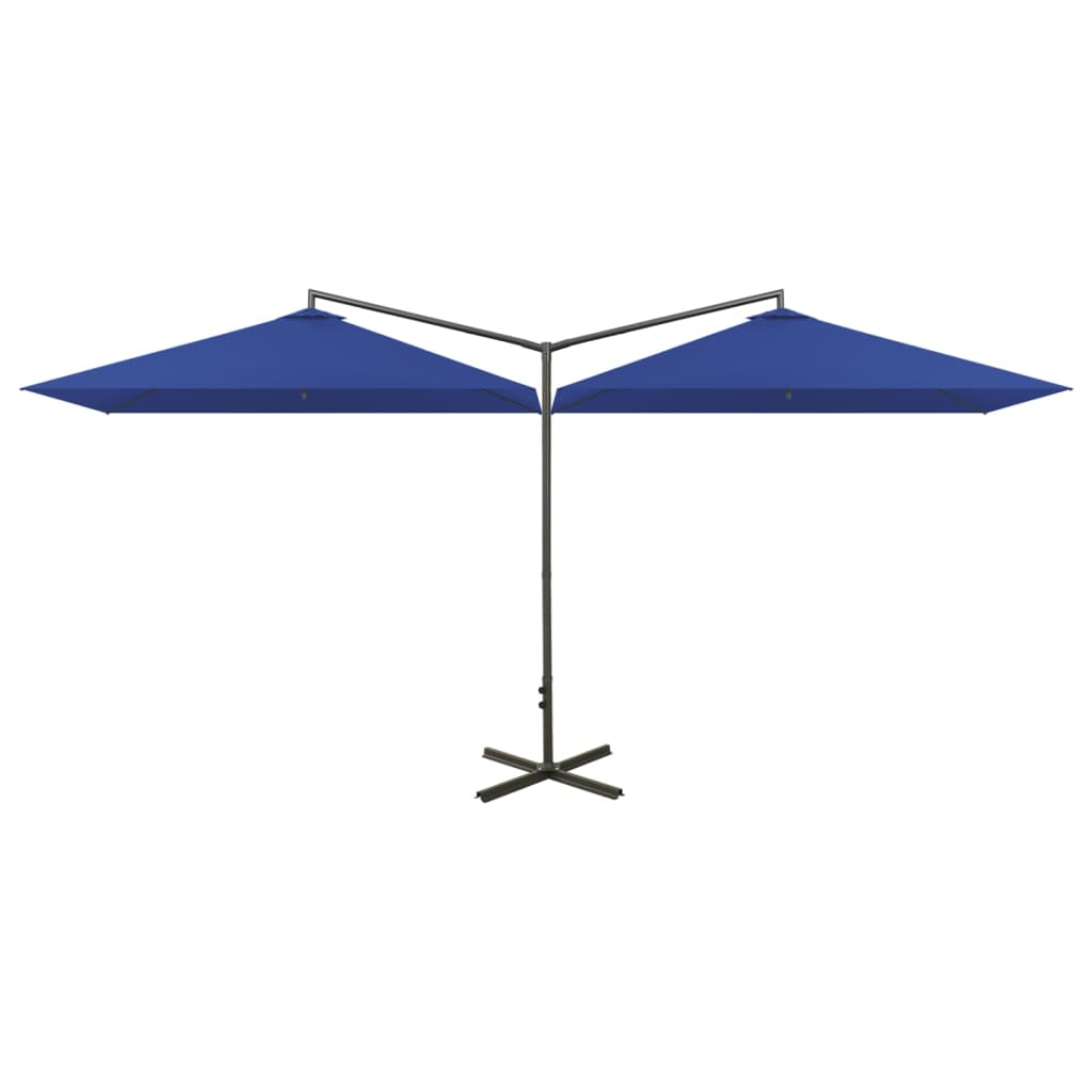 Parasol dubbel met stalen paal 600x300 cm azuurblauw - AllerleiShop