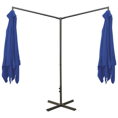 Parasol dubbel met stalen paal 600x300 cm azuurblauw - AllerleiShop