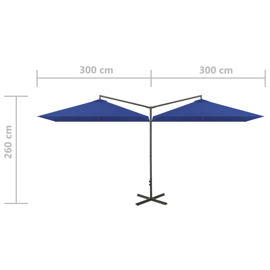 Parasol dubbel met stalen paal 600x300 cm azuurblauw - AllerleiShop