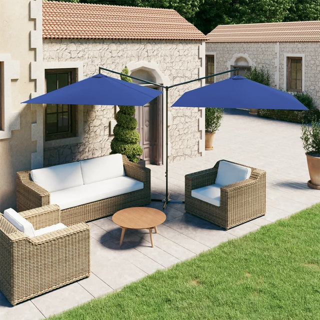 Parasol dubbel met stalen paal 600x300 cm azuurblauw - AllerleiShop