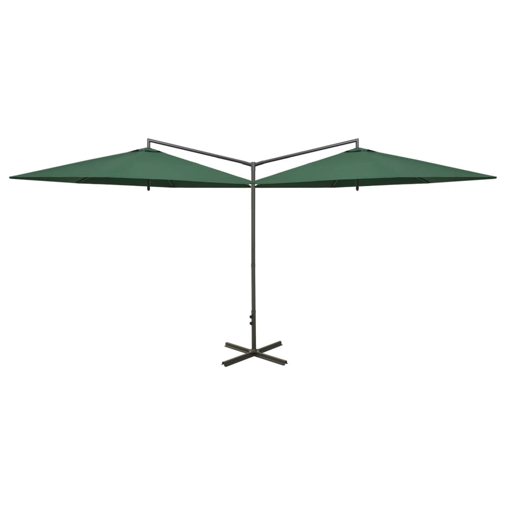 Parasol dubbel met stalen paal 600 cm groen - AllerleiShop