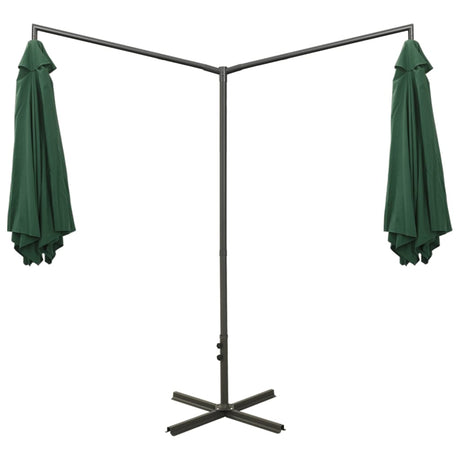 Parasol dubbel met stalen paal 600 cm groen - AllerleiShop