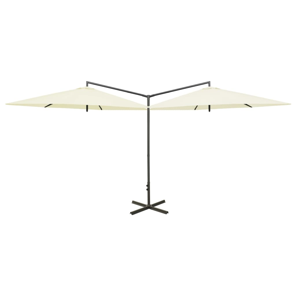 Parasol dubbel met stalen paal 600 cm zandkleurig - AllerleiShop