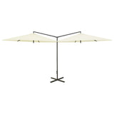 Parasol dubbel met stalen paal 600 cm zandkleurig - AllerleiShop