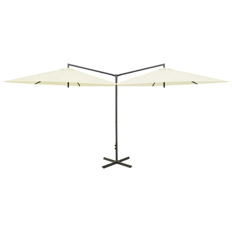 Parasol dubbel met stalen paal 600 cm zandkleurig - AllerleiShop