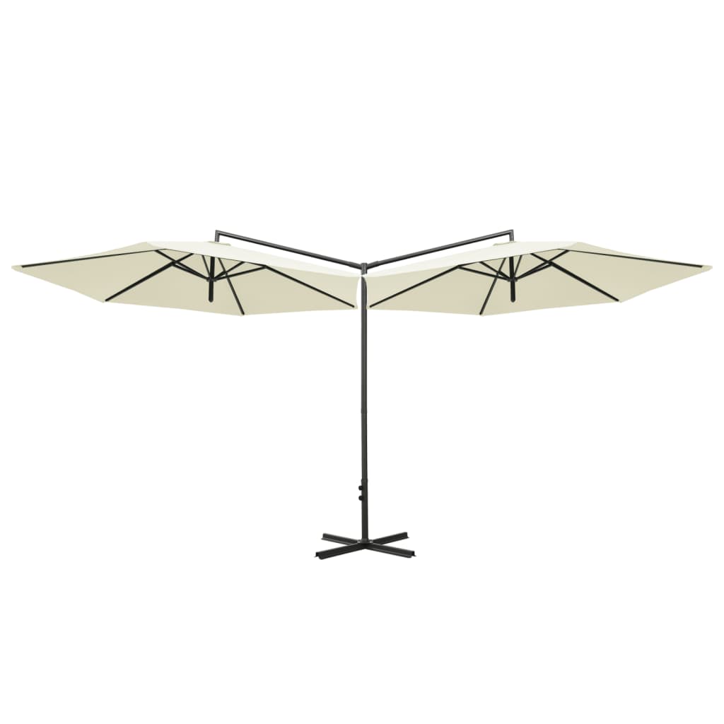 Parasol dubbel met stalen paal 600 cm zandkleurig - AllerleiShop