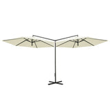 Parasol dubbel met stalen paal 600 cm zandkleurig - AllerleiShop