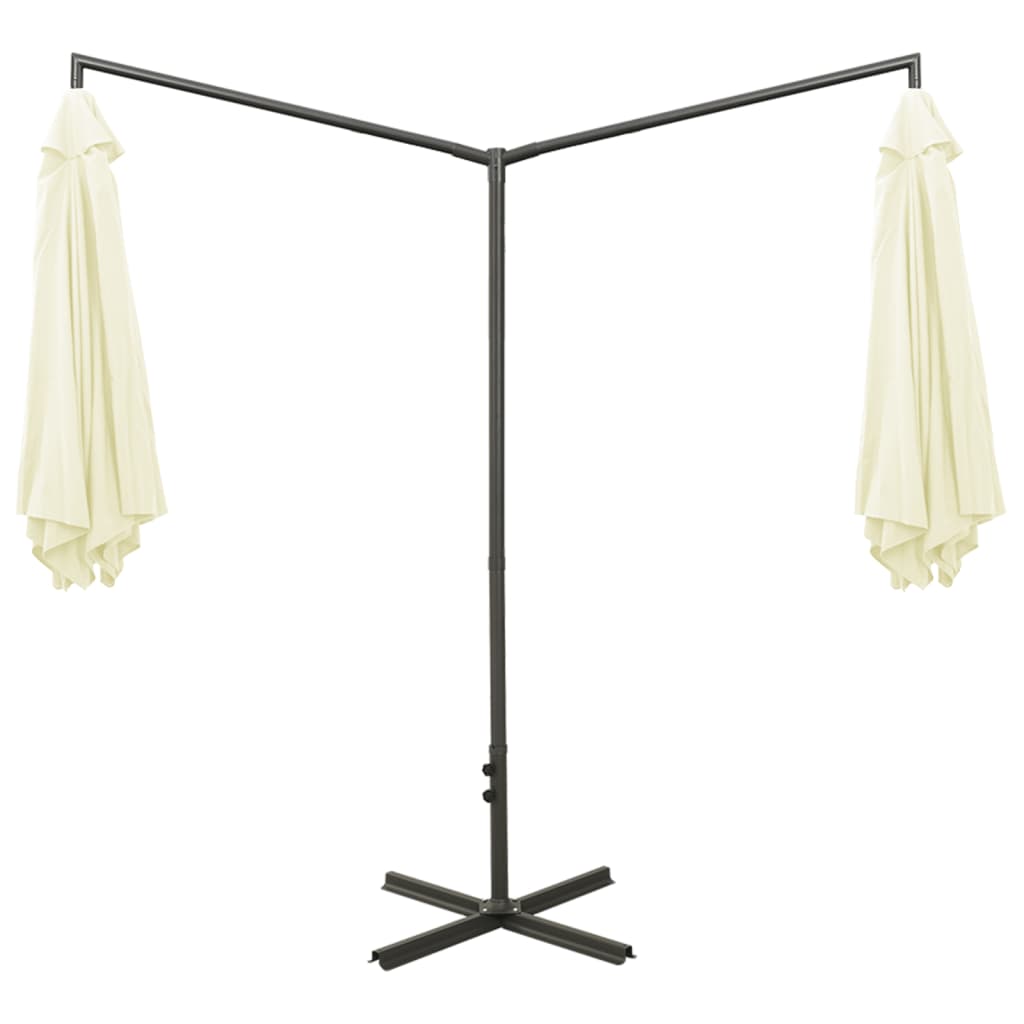 Parasol dubbel met stalen paal 600 cm zandkleurig - AllerleiShop