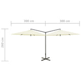 Parasol dubbel met stalen paal 600 cm zandkleurig - AllerleiShop