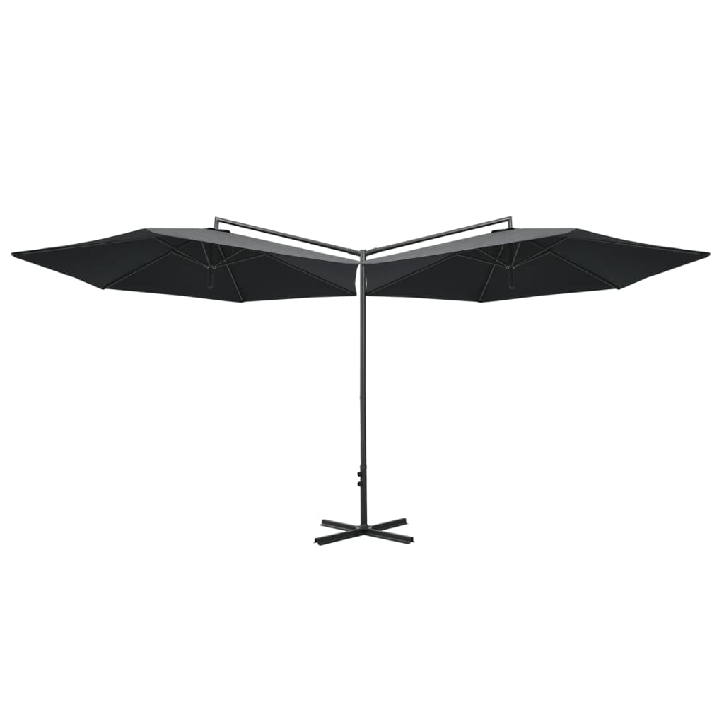 Parasol dubbel met stalen paal 600 cm antracietkleurig - AllerleiShop