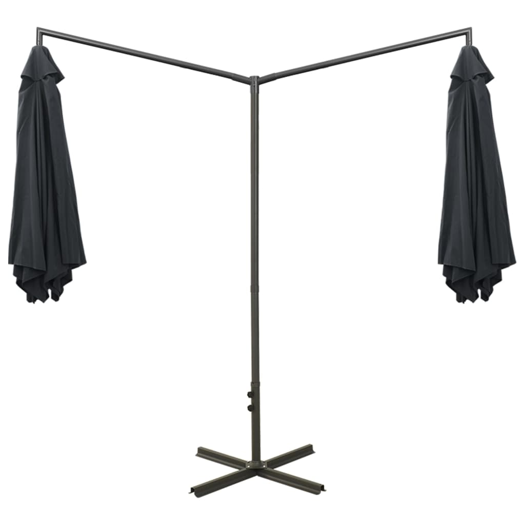 Parasol dubbel met stalen paal 600 cm antracietkleurig - AllerleiShop