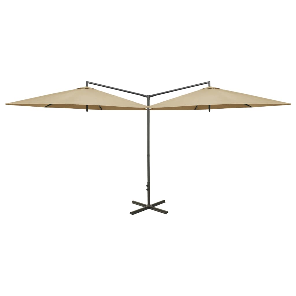 Parasol dubbel met stalen paal 600 cm taupe - AllerleiShop