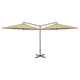 Parasol dubbel met stalen paal 600 cm taupe - AllerleiShop