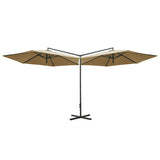 Parasol dubbel met stalen paal 600 cm taupe - AllerleiShop