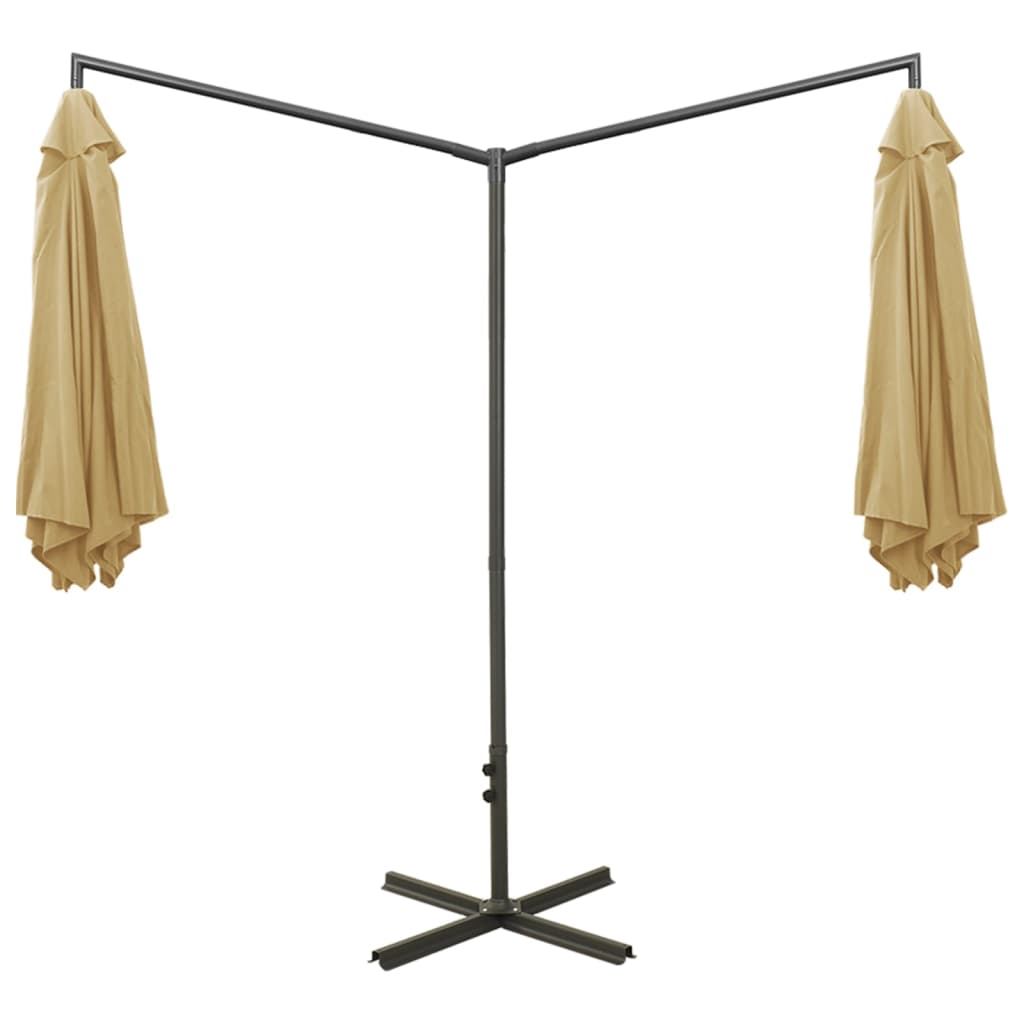 Parasol dubbel met stalen paal 600 cm taupe - AllerleiShop