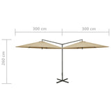 Parasol dubbel met stalen paal 600 cm taupe - AllerleiShop